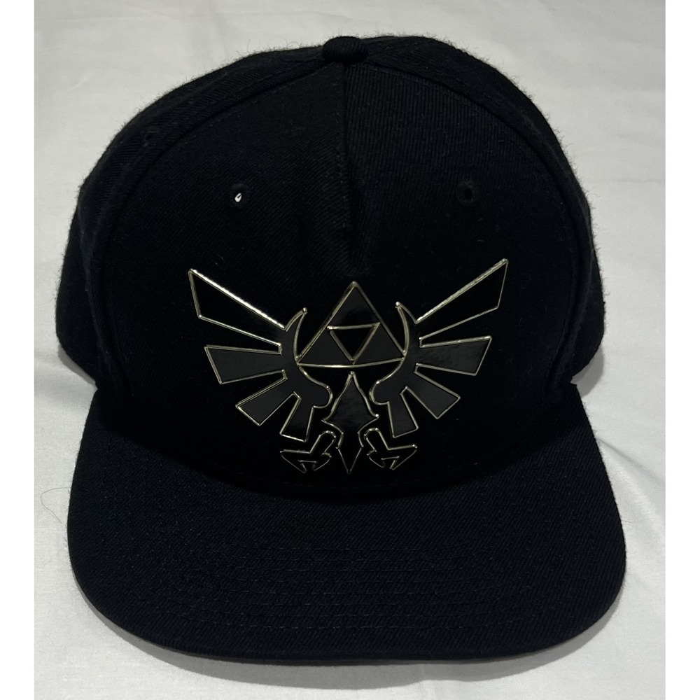 Legend of Zelda Hat Cap One Size Snap Back Black Tri Force Wing Crest